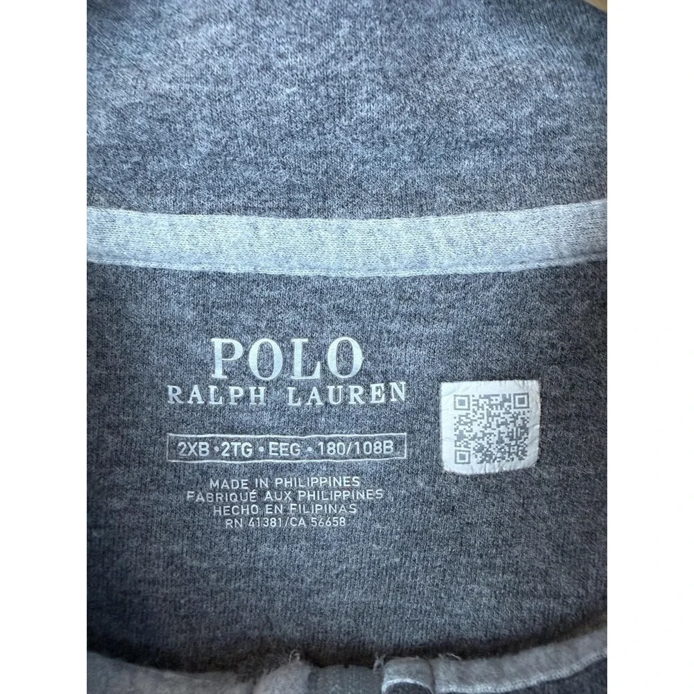 Polo Ralph Lauren Sweatshirt Mens 2XB Gray 1/4 Zip Mock Neck Fleece Pullover Men